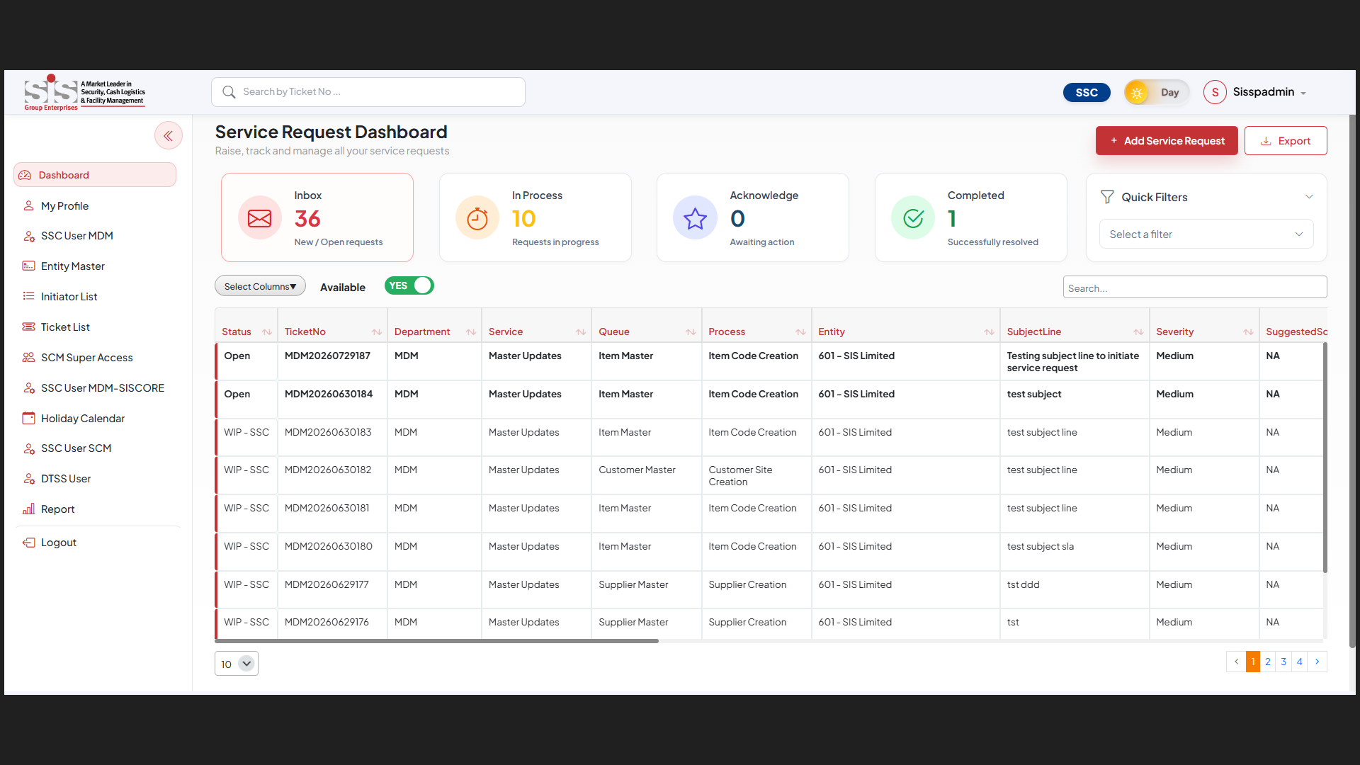 Service Request Portal