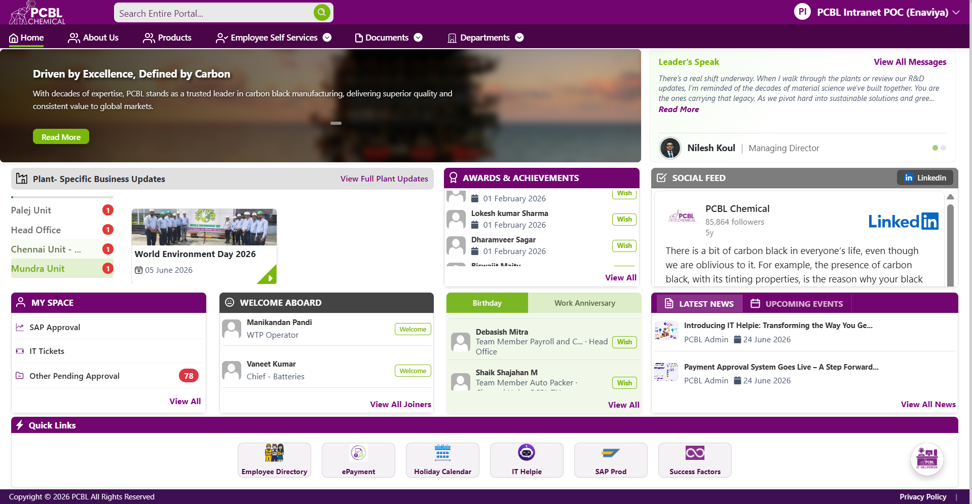 PCBL Intranet Portal